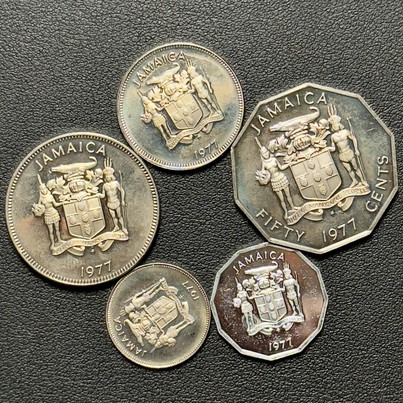 ＜小葵钱铺＞第65期·散币·银币场·满200包邮，不寄存·17号发货 牙买加1977年精制套币5枚