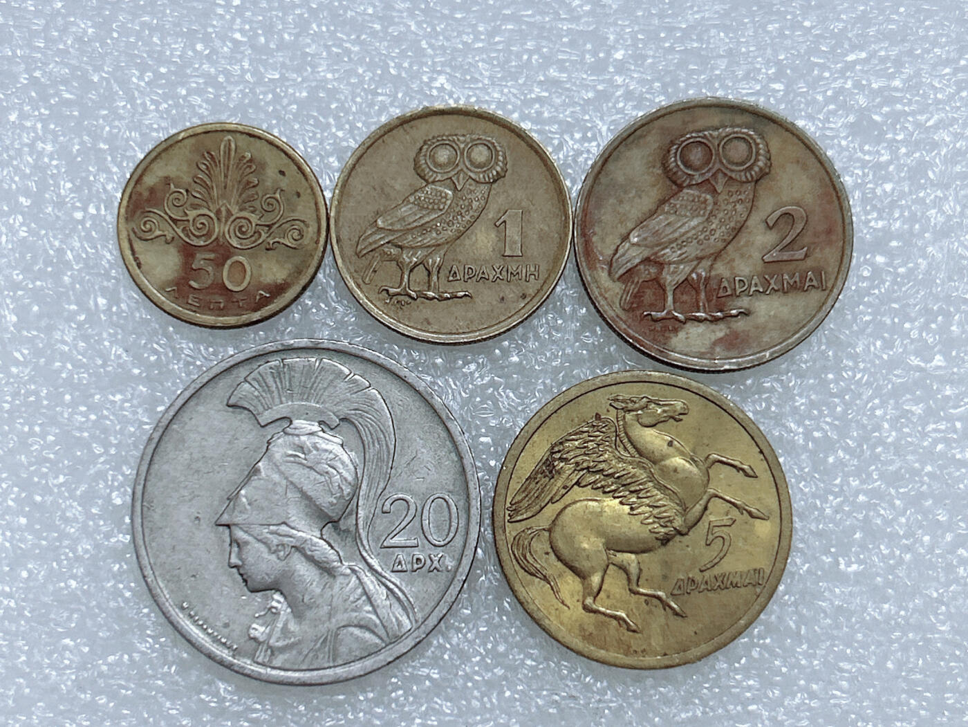 第一海外回流一元起拍收藏 散集专场  第266期 希腊1973年火凤凰版硬币5枚套