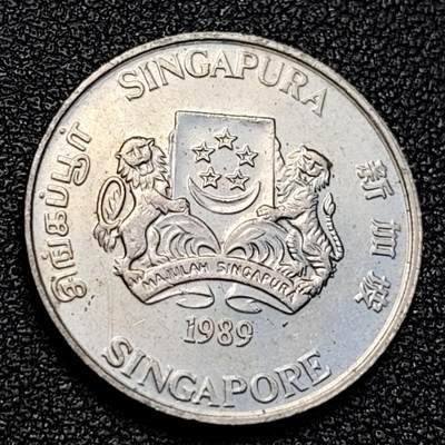 泉币菌-第129场-精品福利场（本场拍品多，请提前出价） - 高币值 新加坡20分 绒球花 高盾徽版 直径21.36mm