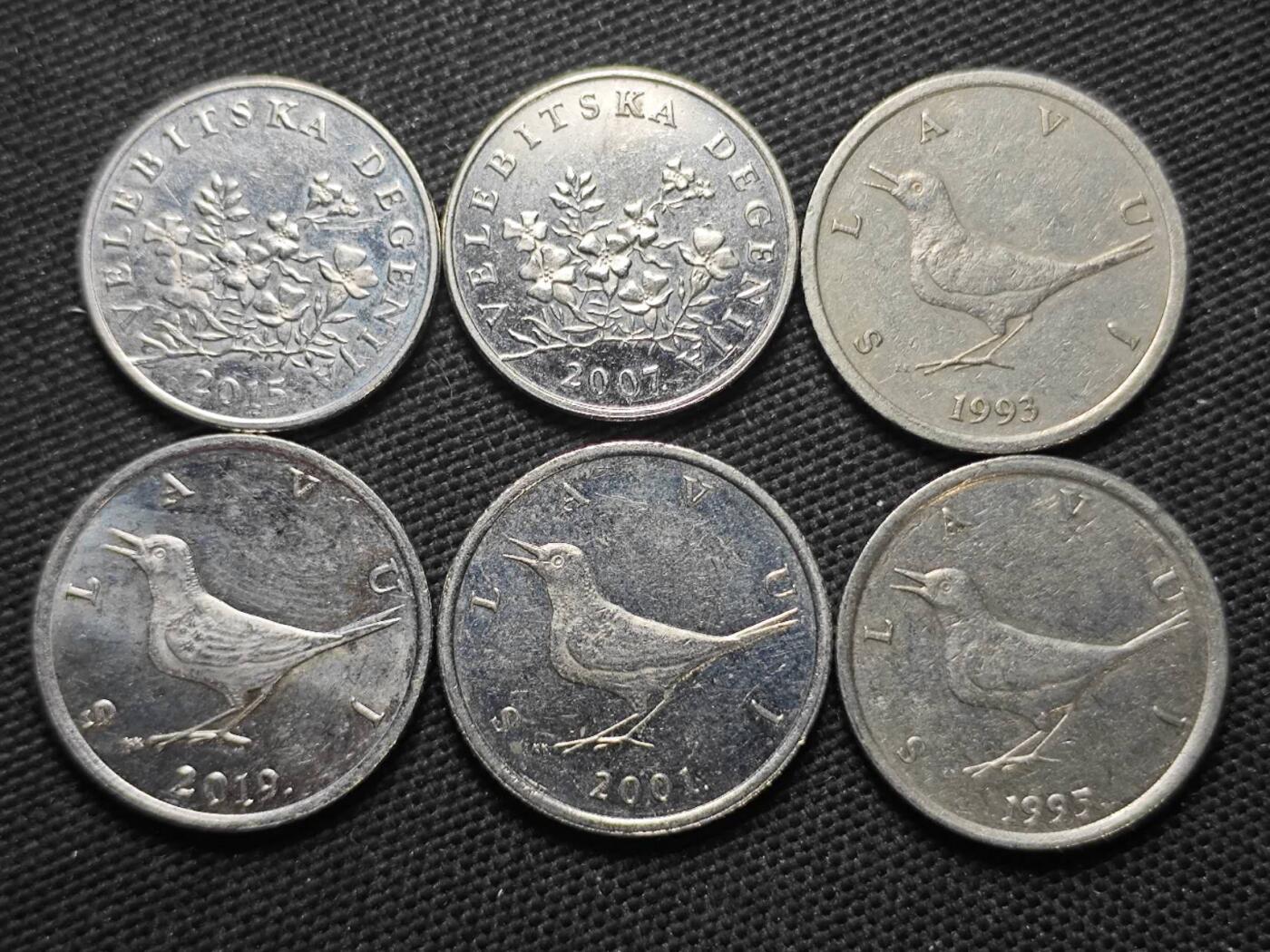 KK钱币收藏小铺  第370场  2月预留时间 周末发货  克罗地亚一组6枚