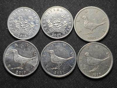 KK钱币收藏小铺  第370场  2月预留时间 周末发货 -  克罗地亚一组6枚