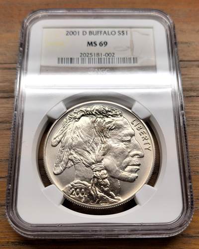 泉海漫舟·凡希社世界钱币微拍第三百十四期 - 2001D美国野牛DOLLAR大银NGC-MS69