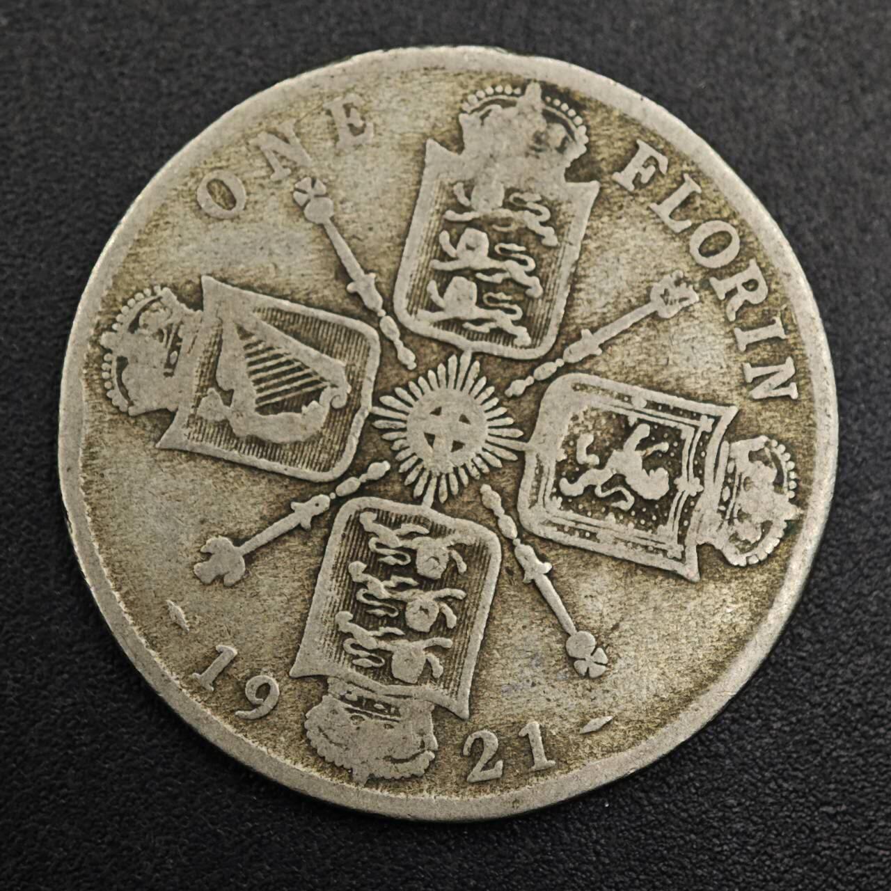 【淘币小摊】实时拍第七百九十六拍   小银币场   满百包邮可预留二周 每周一统一发货   英国1921年乔治五世弗洛林银币