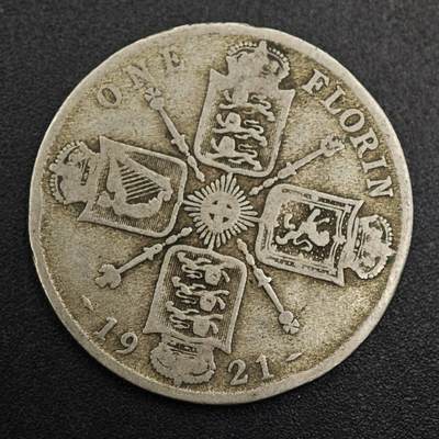 【淘币小摊】实时拍第七百九十六拍   小银币场   满百包邮可预留二周 每周一统一发货   - 英国1921年乔治五世弗洛林银币