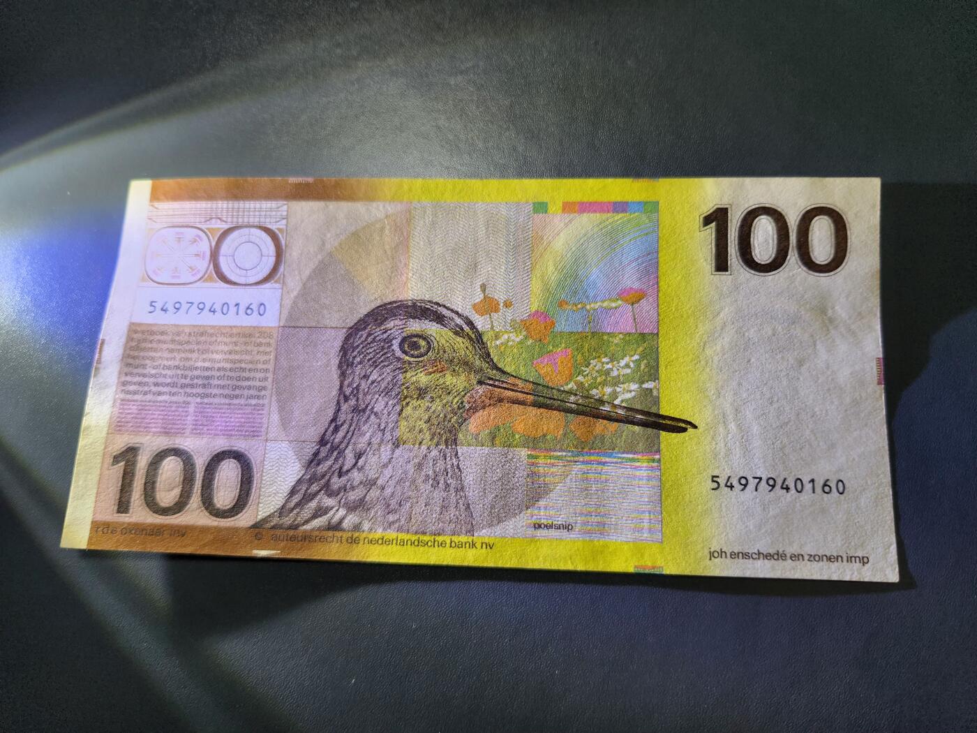 11月15号晚上8点 外国纸币自动截拍第58场 荷兰100盾 极美品