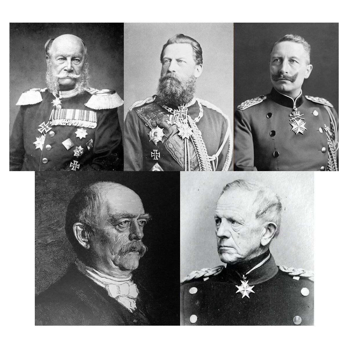 德国1895年三皇+俾斯麦+老毛奇+十字勋章高浮雕精制镀金章 33MM