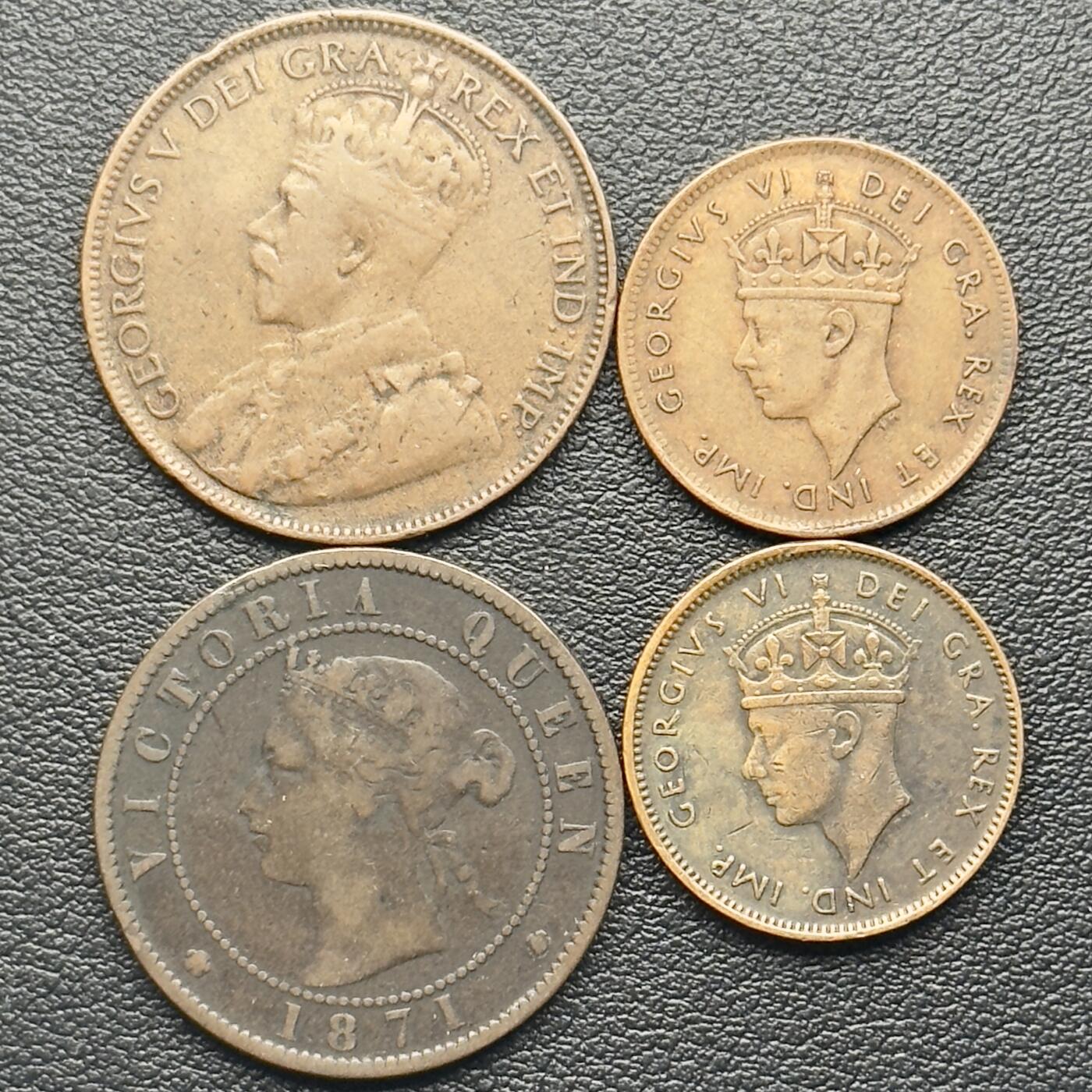 ＜小葵钱铺＞第65期·散币·银币场·满200包邮，不寄存·17号发货 纽芬兰1917、1941、1942年1分铜币3枚·爱德华王子岛1871年维多利亚1分铜币