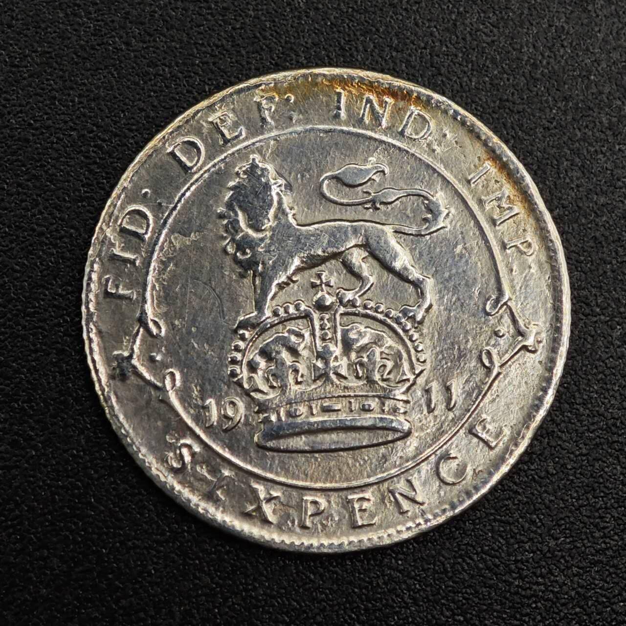 【淘币小摊】实时拍第七百九十六拍   小银币场   满百包邮可预留二周 每周一统一发货   英国1911年乔治五世6便士银币