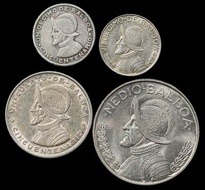 修遠堂世界钱币第九十三期 - 巴拿马银币一组 23.74g，含银90%