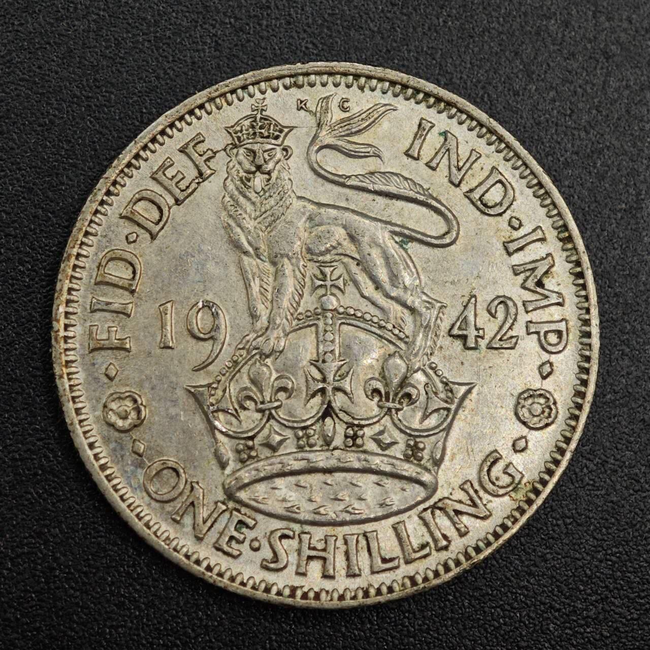 【淘币小摊】实时拍第七百九十六拍   小银币场   满百包邮可预留二周 每周一统一发货   英国1942年乔治六世一先令银币