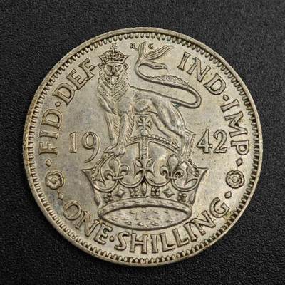 【淘币小摊】实时拍第七百九十六拍   小银币场   满百包邮可预留二周 每周一统一发货   - 英国1942年乔治六世一先令银币