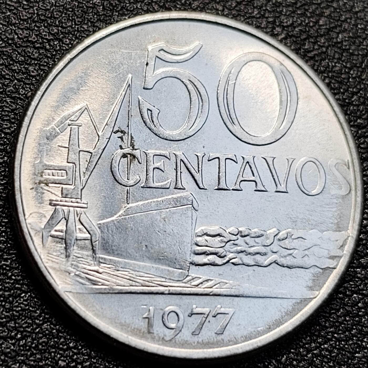 泉币菌-第129场-精品福利场（本场拍品多，请提前出价） 原光 塔吊巨轮 自由女神 巴西1977年 50分铜镍/不锈钢硬币25.0mm.6克