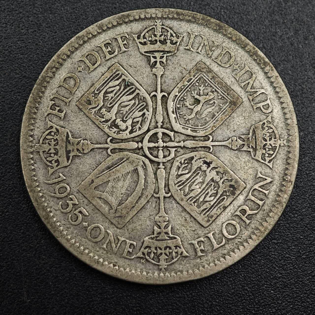 【淘币小摊】实时拍第七百九十六拍   小银币场   满百包邮可预留二周 每周一统一发货   英国1935年乔治五世弗洛林银币