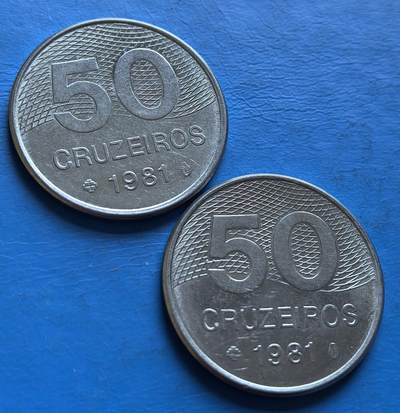 外国优质老铜币银币，周六九点倒数截拍，满百包邮，可寄存半年，喜欢朋友微信扫描二维码可直接参拍 - 巴西50克库鲁2枚
