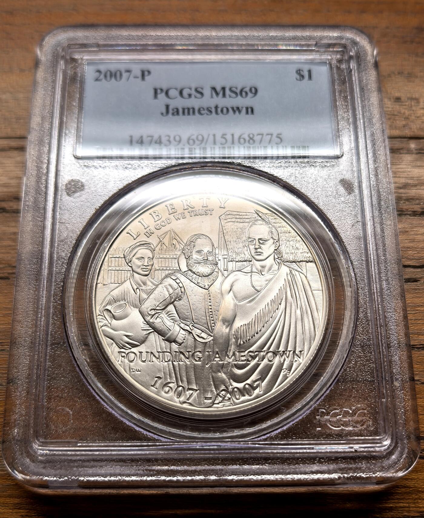 泉海漫舟·凡希社世界钱币微拍第三百十四期 2007美国詹姆斯敦纪念Dollar大银PCGS-MS69
