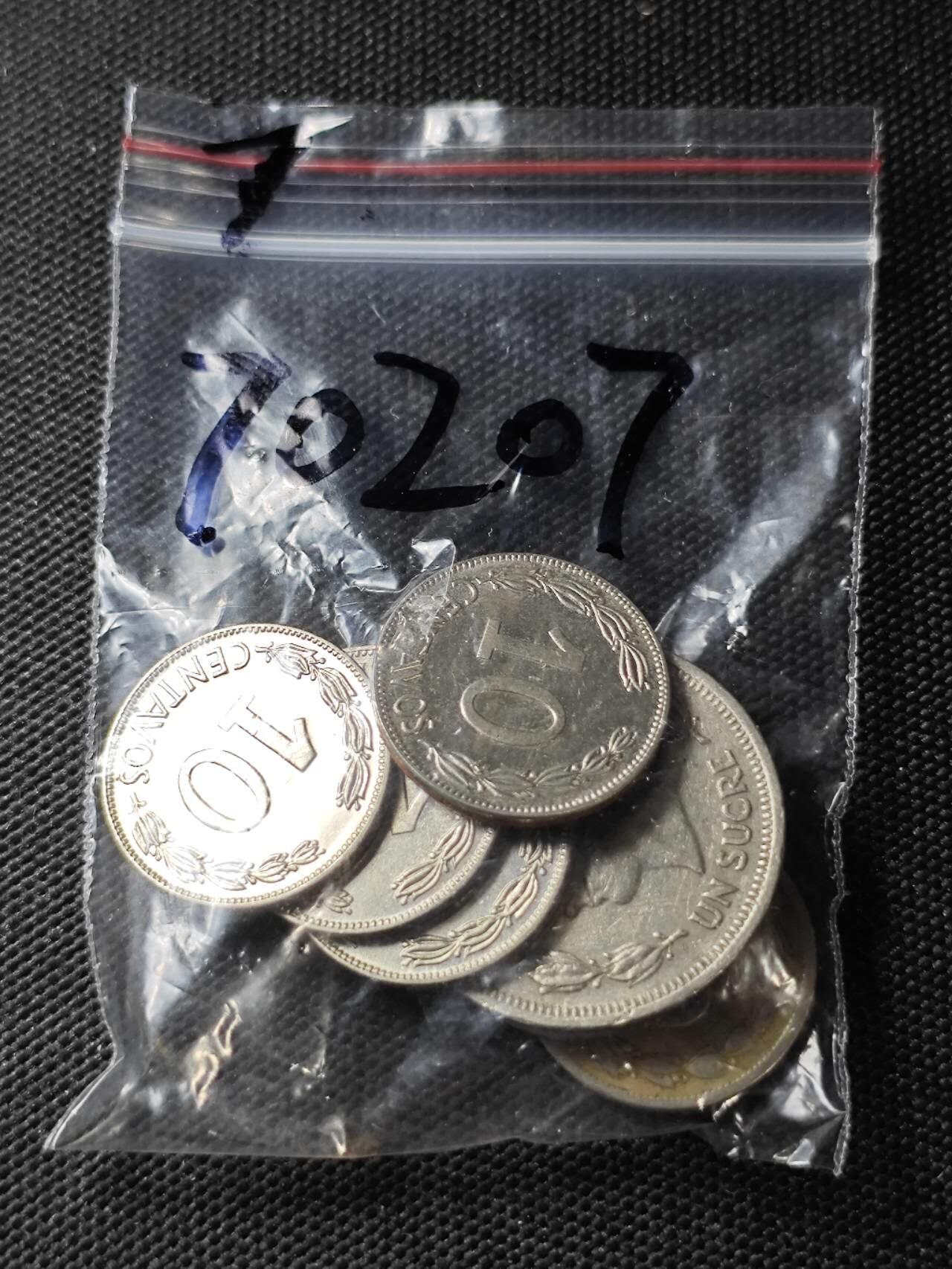 KK钱币收藏小铺  第370场  2月预留时间 周末发货  厄瓜多尔一组7枚