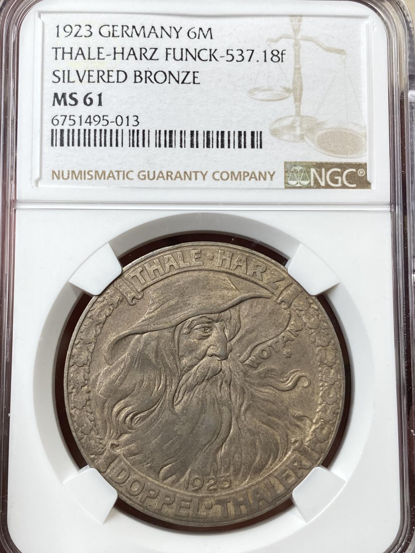 万国钱币拍卖第055期 NGC MS61 1923年德国魏玛共和国-萨克森-诺特蒙森2泰勒铜制代用币 RR罕见珍惜帝国紧急时期代币 非常稀少