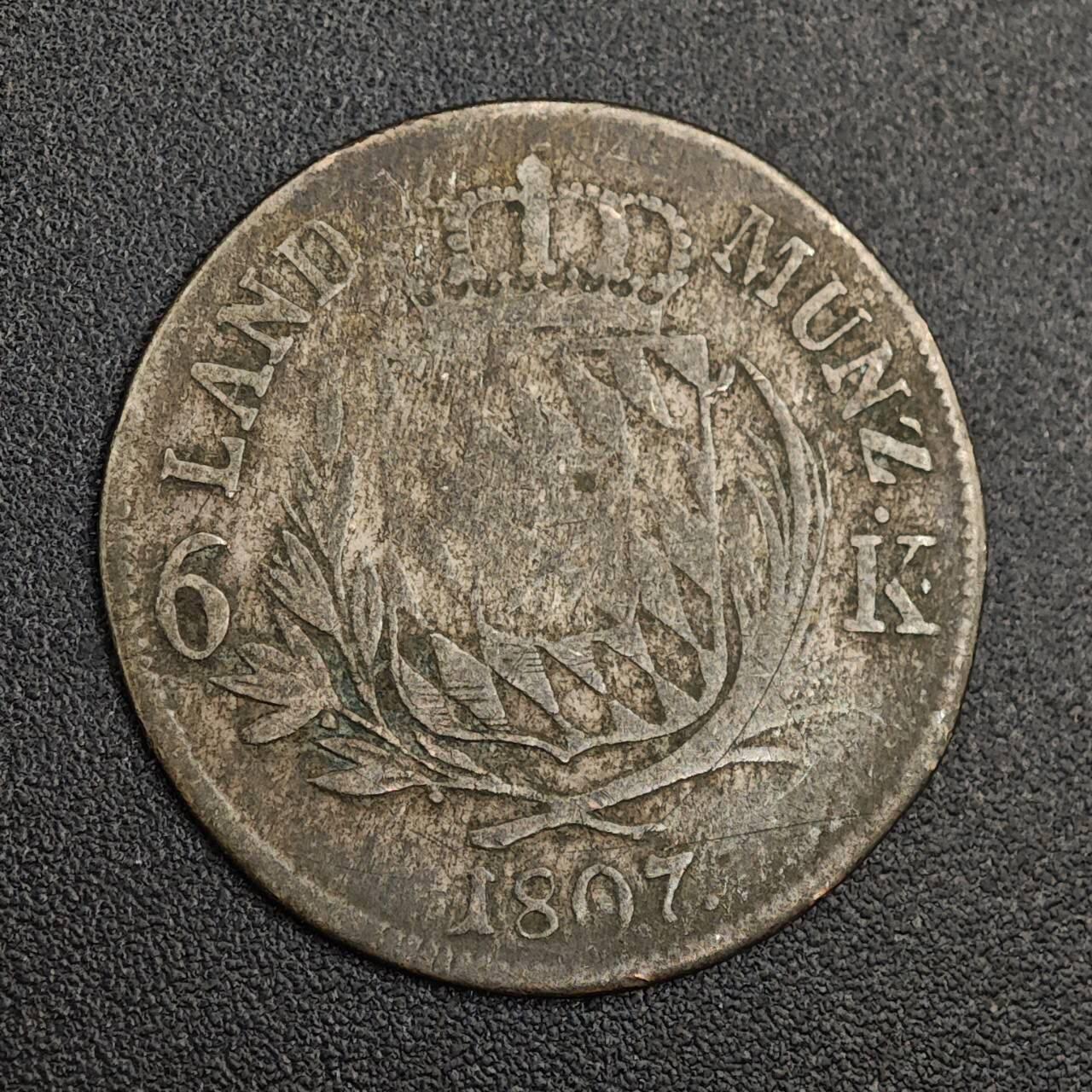 【淘币小摊】实时拍第七百九十六拍   小银币场   满百包邮可预留二周 每周一统一发货   德国巴伐利亚1807年6克鲁泽银币