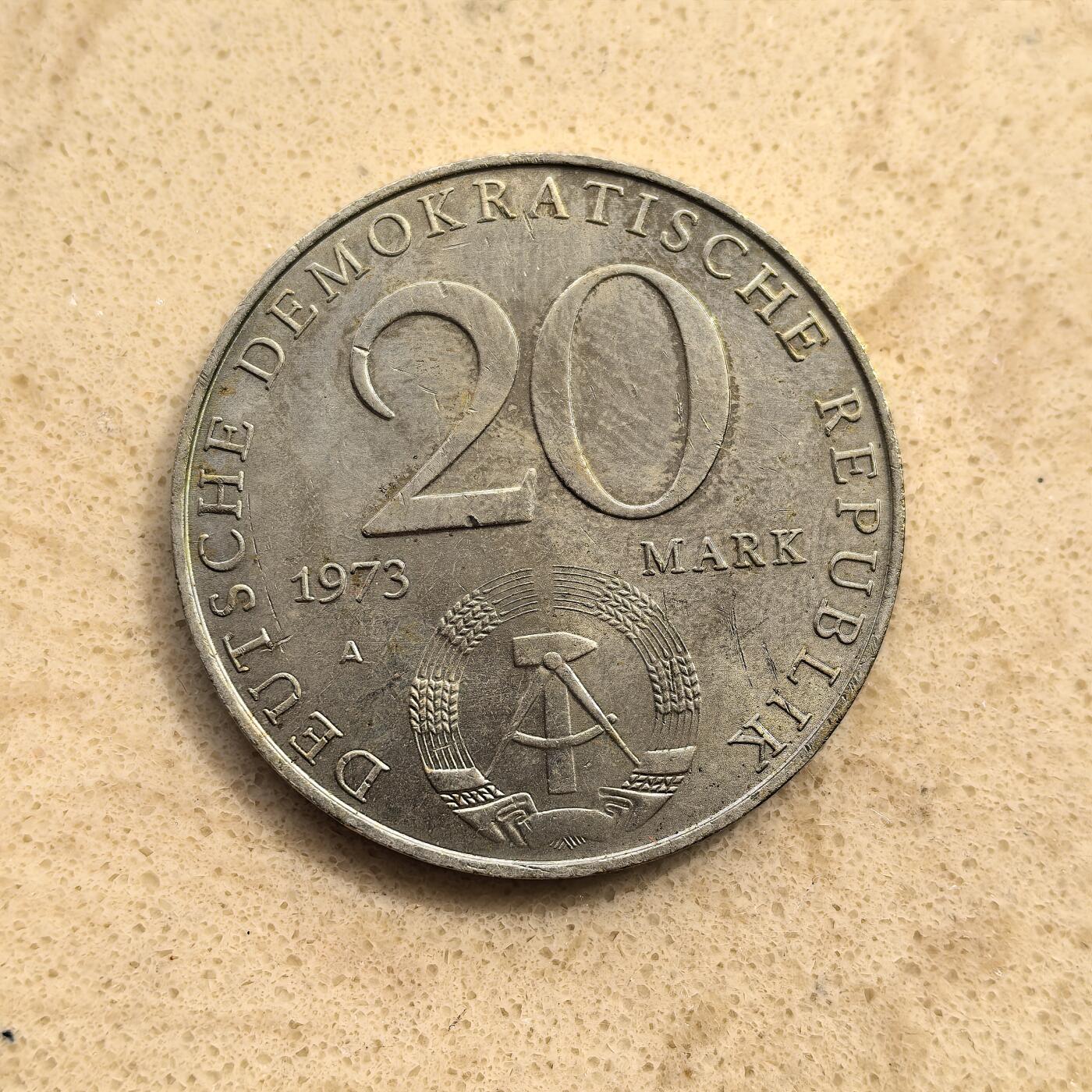 道一币馆币章第一百五十五场 民主德国1973年第一任总理奥托·格罗特沃尔20马克纪念币