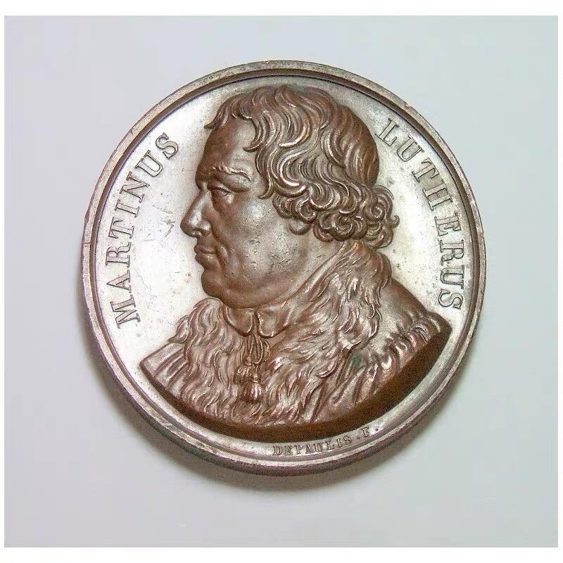 【光边】法国1821年 马丁路德高浮雕精制大铜章 40MM