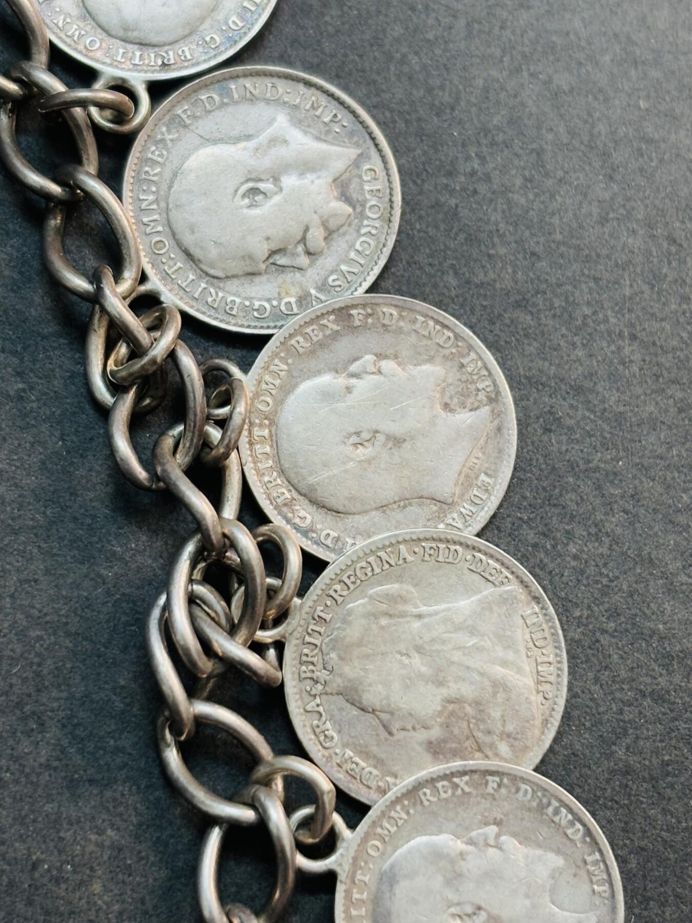 文馨钱币收藏第 281 场，【 长期接收代拍品】银元，银币，套币，纸币专场（本场截拍后休息三天，19 号发货） 少见英国银币手链，威廉四世，维多利亚，爱德华七世，乔治五世，均为 925 高银，链子也是银的，共计 23 克