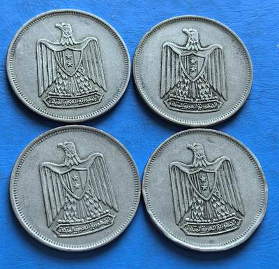 外国优质老铜币银币，周六九点倒数截拍，满百包邮，可寄存半年，喜欢朋友微信扫描二维码可直接参拍 - 埃及1967年10皮阿斯特共4枚