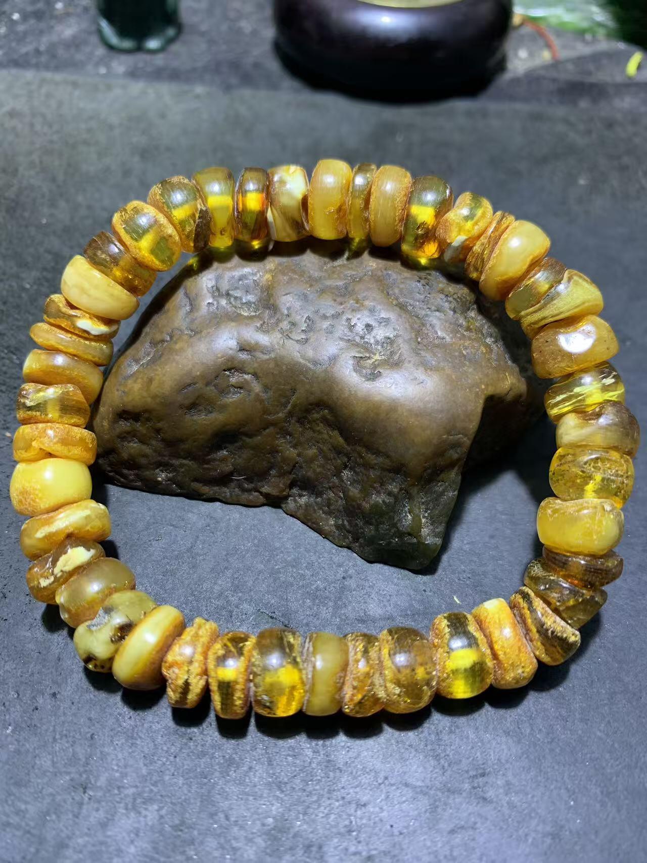 天然原矿俄料蜜蜡原皮随形手串1条！！