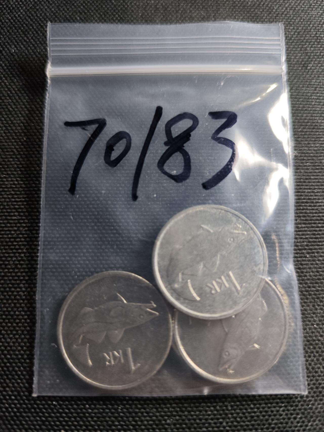 KK钱币收藏小铺  第370场  2月预留时间 周末发货  冰岛1克朗4枚