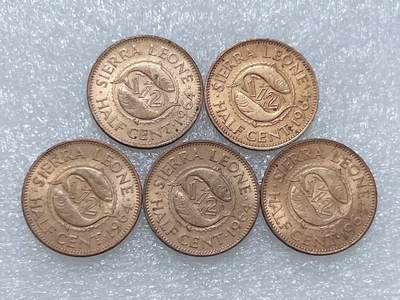 第一海外回流一元起拍收藏 散集专场  第266期 - 塞拉利昂1964年1/2分硬币 5枚 带光品