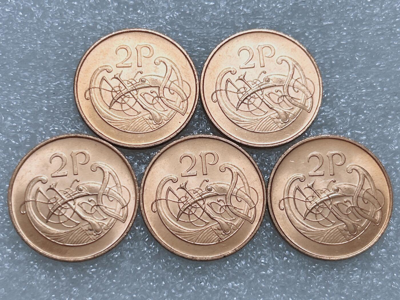 第一海外回流一元起拍收藏 散集专场  第266期 爱尔兰1979年2便士硬币5枚 原光美品