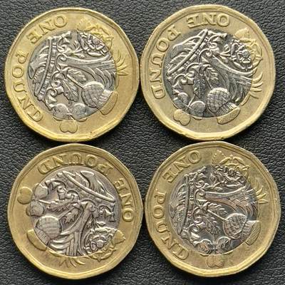 ＜小葵钱铺＞第65期·散币·银币场·满200包邮，不寄存·17号发货 - 英国2016、2017年皇冠1镑双色纪念币4枚