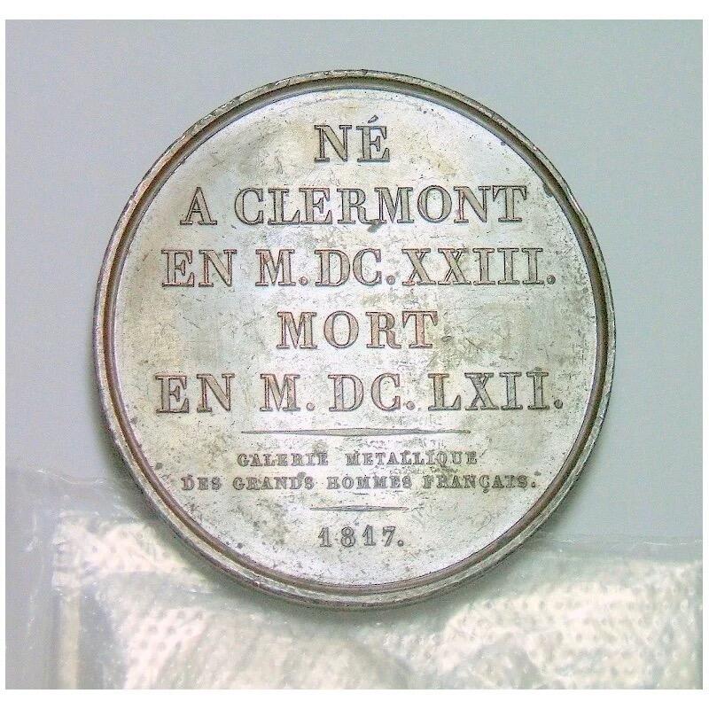 【光边】法国1817年 大科学家帕斯卡高浮雕精制大铜章 40MM