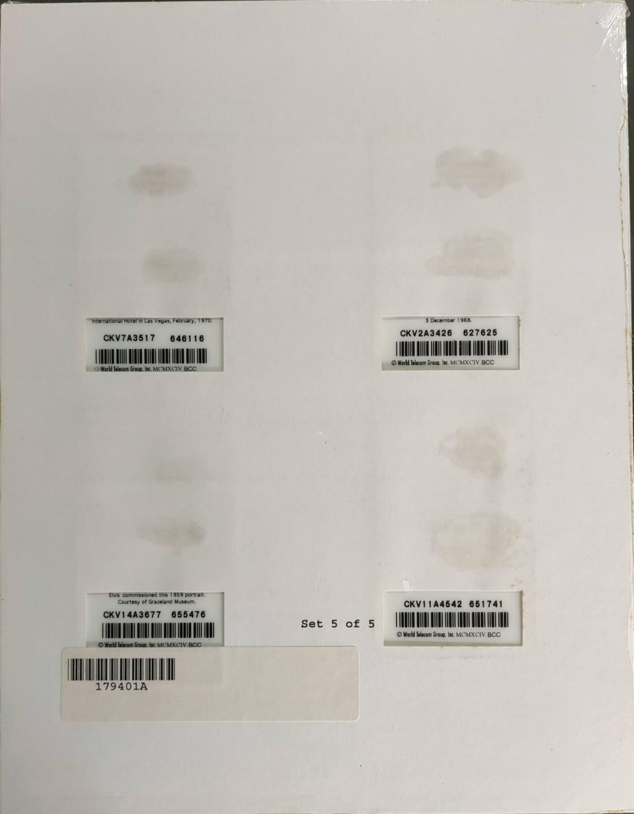 公藏第58期裸卡拍卖 美国密码新卡【猫王】4枚原封装。