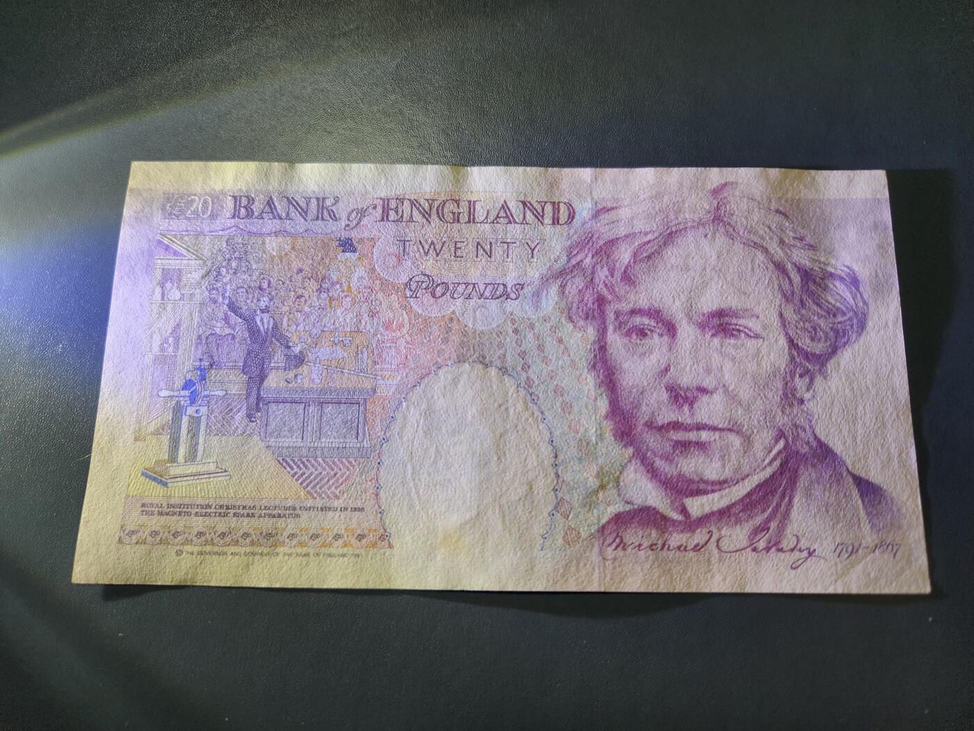 11月15号晚上8点 外国纸币自动截拍第58场 欧洲 英国 E序列20镑纸币 首签 1991年皇冠版