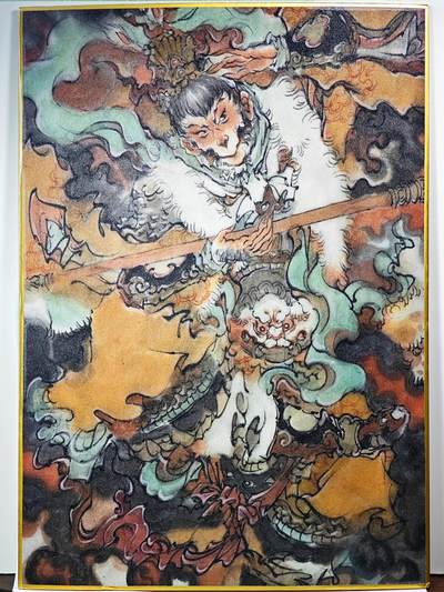 白泽拍卖卡牌手绘专场第28期（细雨生寒、寻梅闻香） 2025 胡艺龙色纸 尺寸：21cm*29.5cm  胡艺龙背简绘 隆中卧龙