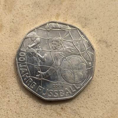 道一币馆币章第一百五十五场 - 奥地利2004年足球运动百年5欧元纪念银币