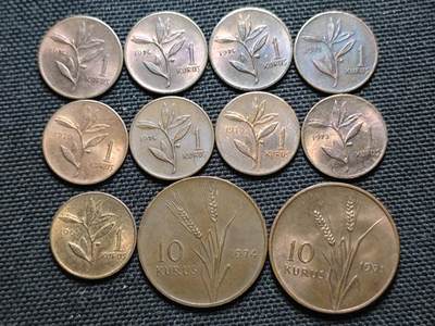 KK钱币收藏小铺  第370场  2月预留时间 周末发货 -  土耳其铜币一组11枚