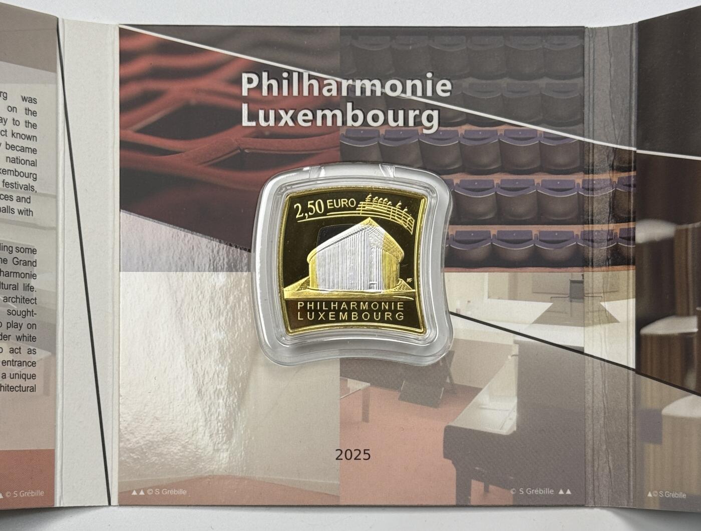 S&S Numismatic世界钱币-拍卖 第115期  卢森堡2025年 杰出建筑系列10-卢森堡爱乐音乐厅 2.5欧元银+北欧金双色纪念币 官方卡币