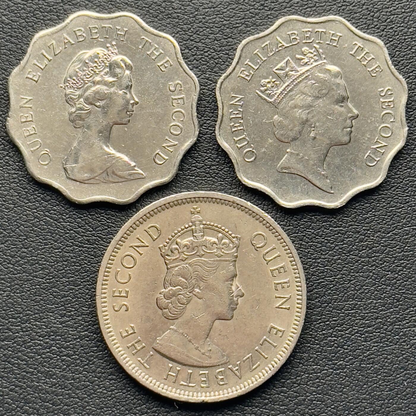 ＜小葵钱铺＞第65期·散币·银币场·满200包邮，不寄存·17号发货 香港1972、1980、1988年女王1元、2元硬币3枚