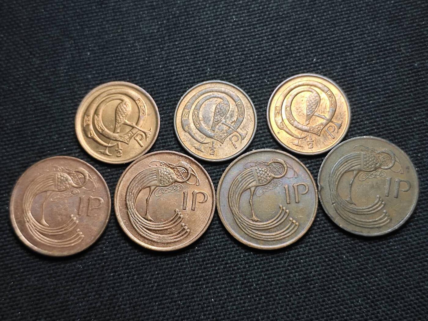 KK钱币收藏小铺  第370场  2月预留时间 周末发货  爱尔兰铜币一组7枚