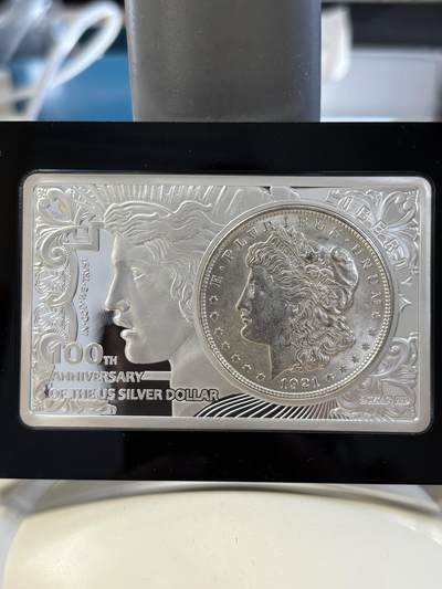 第181期拍卖 - 美国2021年最后的摩根发行百年组合纪念银币，26.7克+2盎司，发行1921套