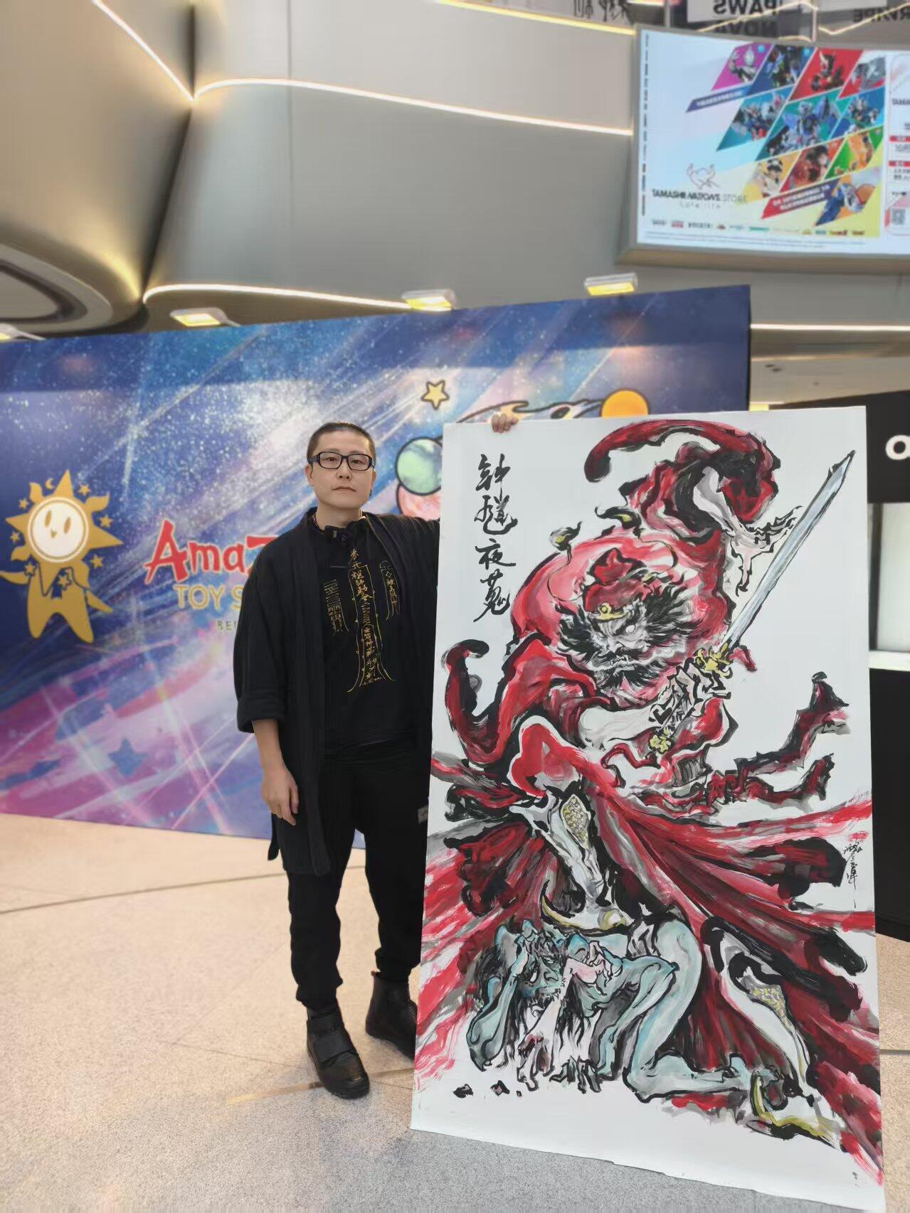 白泽拍卖卡牌手绘专场第28期（细雨生寒、寻梅闻香） 2025 沈鑫手绘画 钟馗夜蒐 尺寸：118cm*180cm