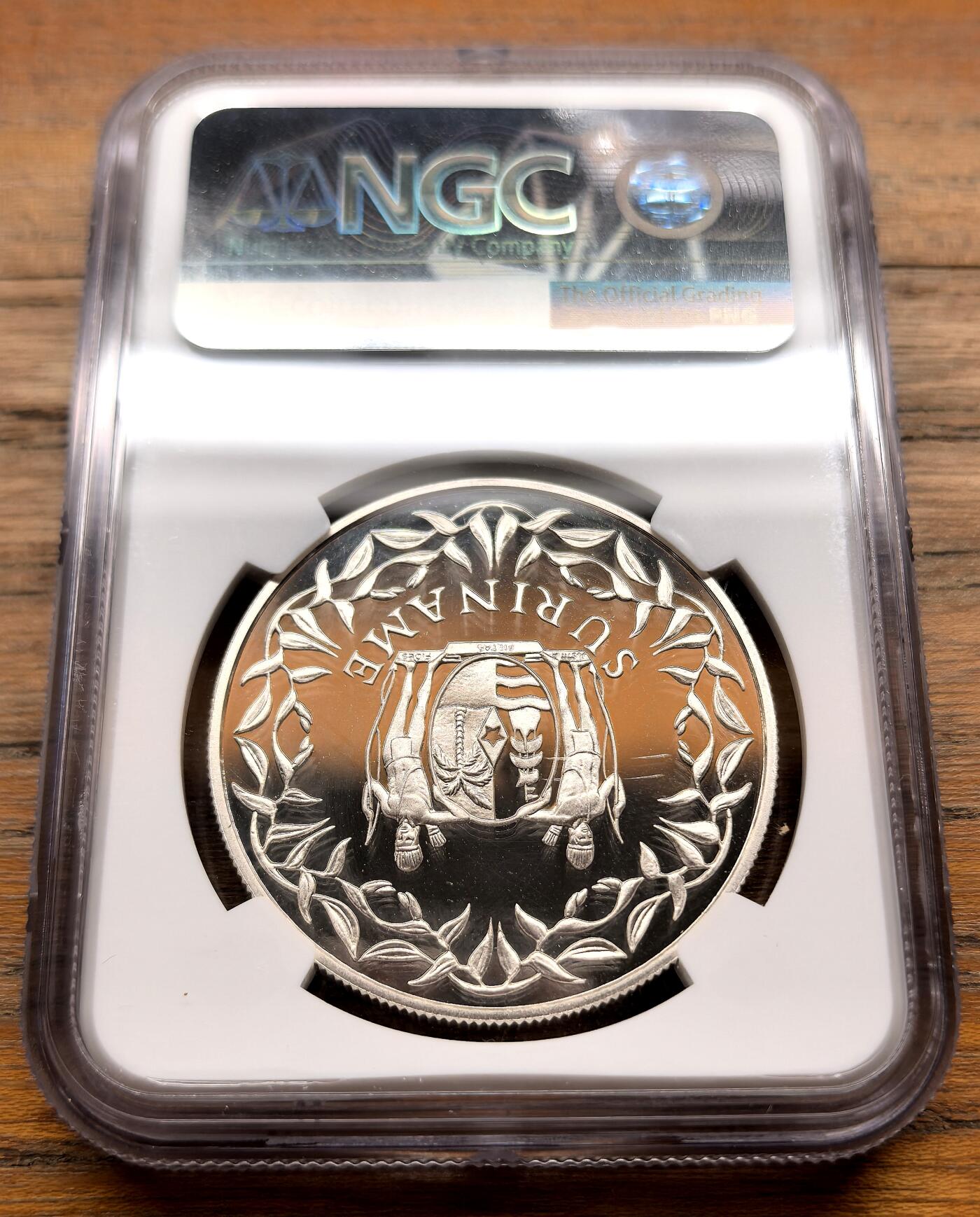 泉海漫舟·凡希社世界钱币微拍第三百十四期 1991苏里南保护儿童基金会纪念25G大银NGC-PF69UC