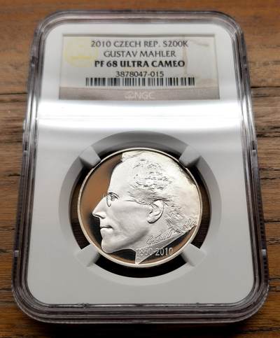 泉海漫舟·凡希社世界钱币微拍第三百十四期 - 2010捷克共和国古斯塔夫·马勒诞辰150周年纪念200K银币NGC-PF68UC