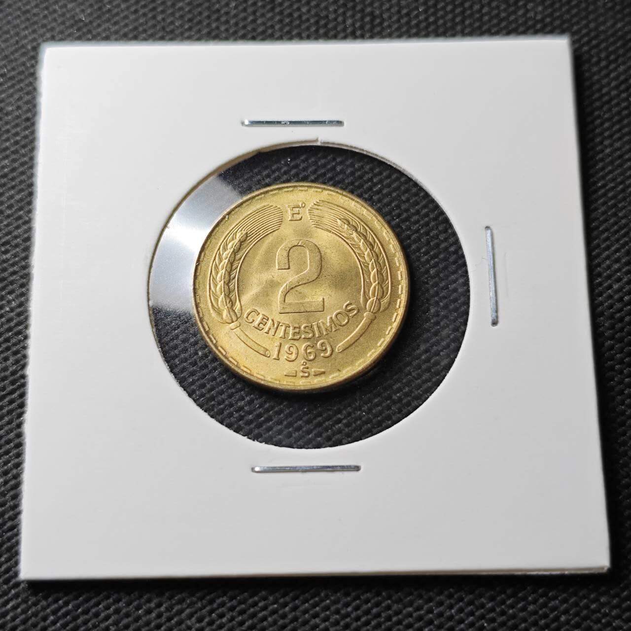 KK钱币收藏小铺  第371场  2月预留时间 周末发货  1969智利2分铜币 好品