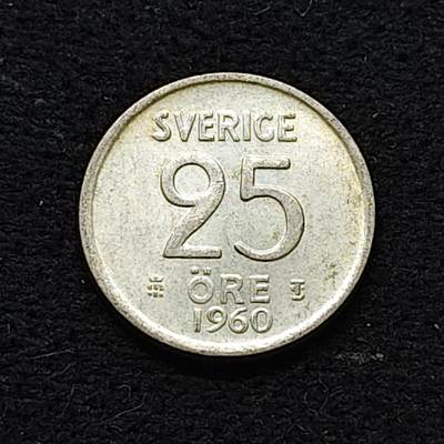 【全场包邮】纯粹捡漏拍478场（免费代拍第15场） - 瑞典1960年25欧尔银币