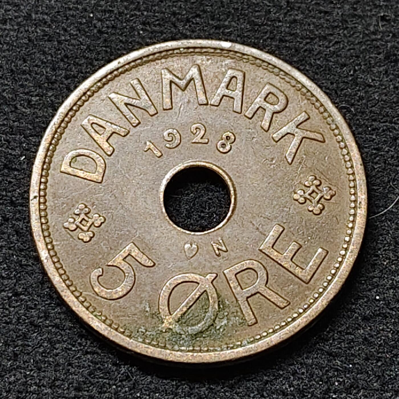 【全场包邮】纯粹捡漏拍478场（免费代拍第15场） 丹麦1928年克里斯蒂安十世5欧尔铜币