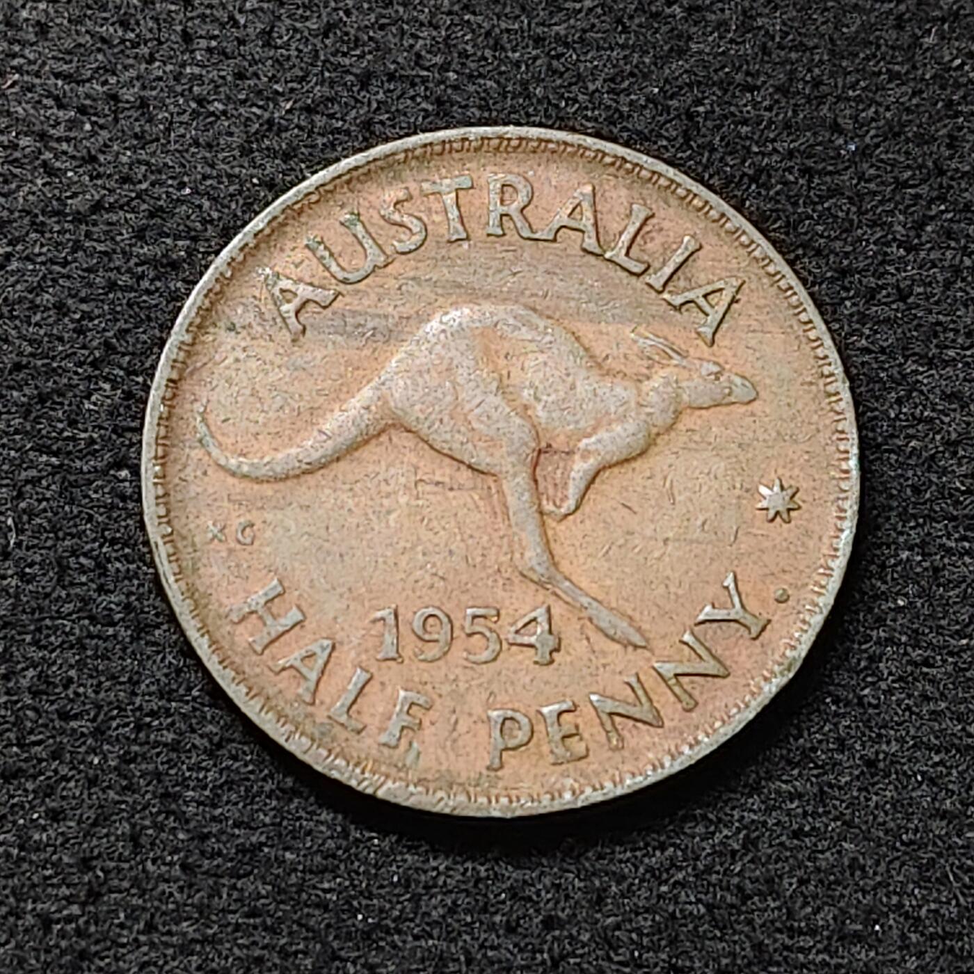 【全场包邮】纯粹捡漏拍478场（免费代拍第15场） 澳大利亚1954年女王1/2便士铜币