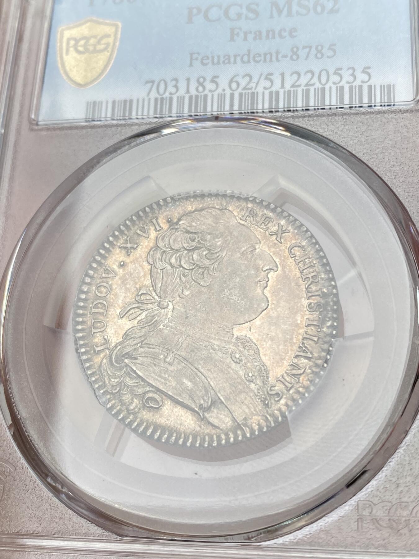 万国钱币拍卖第055期 PCGS MS62 1780年法国路易十六世银质代用币 原味淡金彩