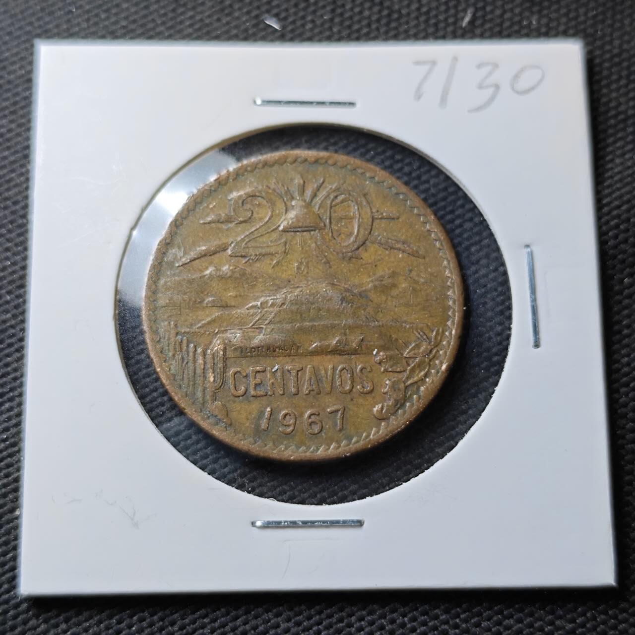 KK钱币收藏小铺  第371场  2月预留时间 周末发货  1967墨西哥20分